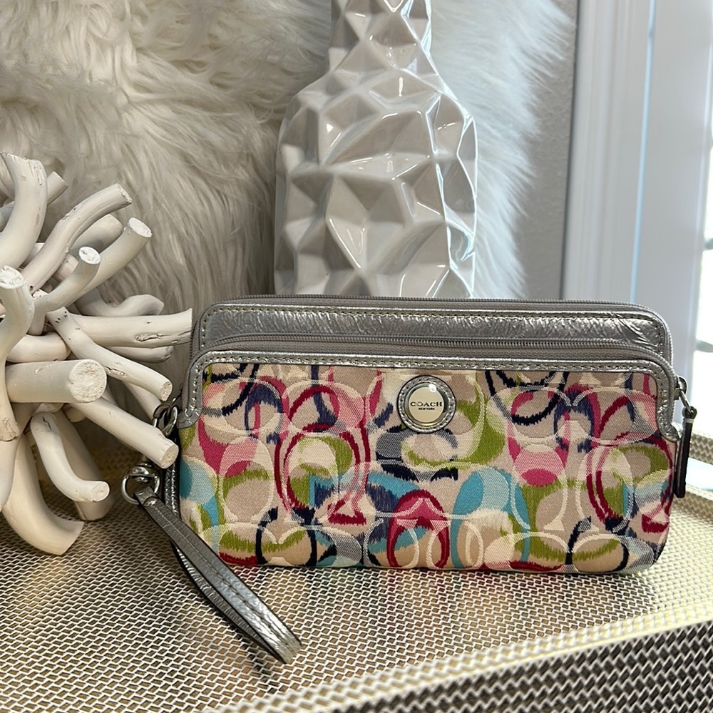 Coach Wristlet - Silver and Bright Multi Color - GUC